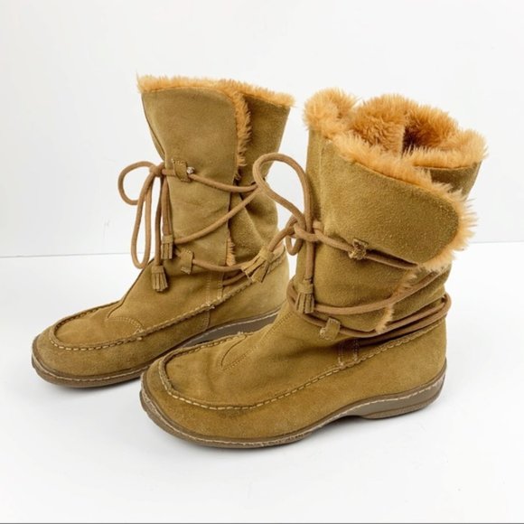Victoria Spenser Boots Golden Brown Fluffy - Picture 8 of 8
